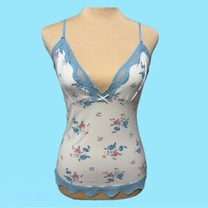 Victoria's Secret Blue Floral Lace PJ Camisole